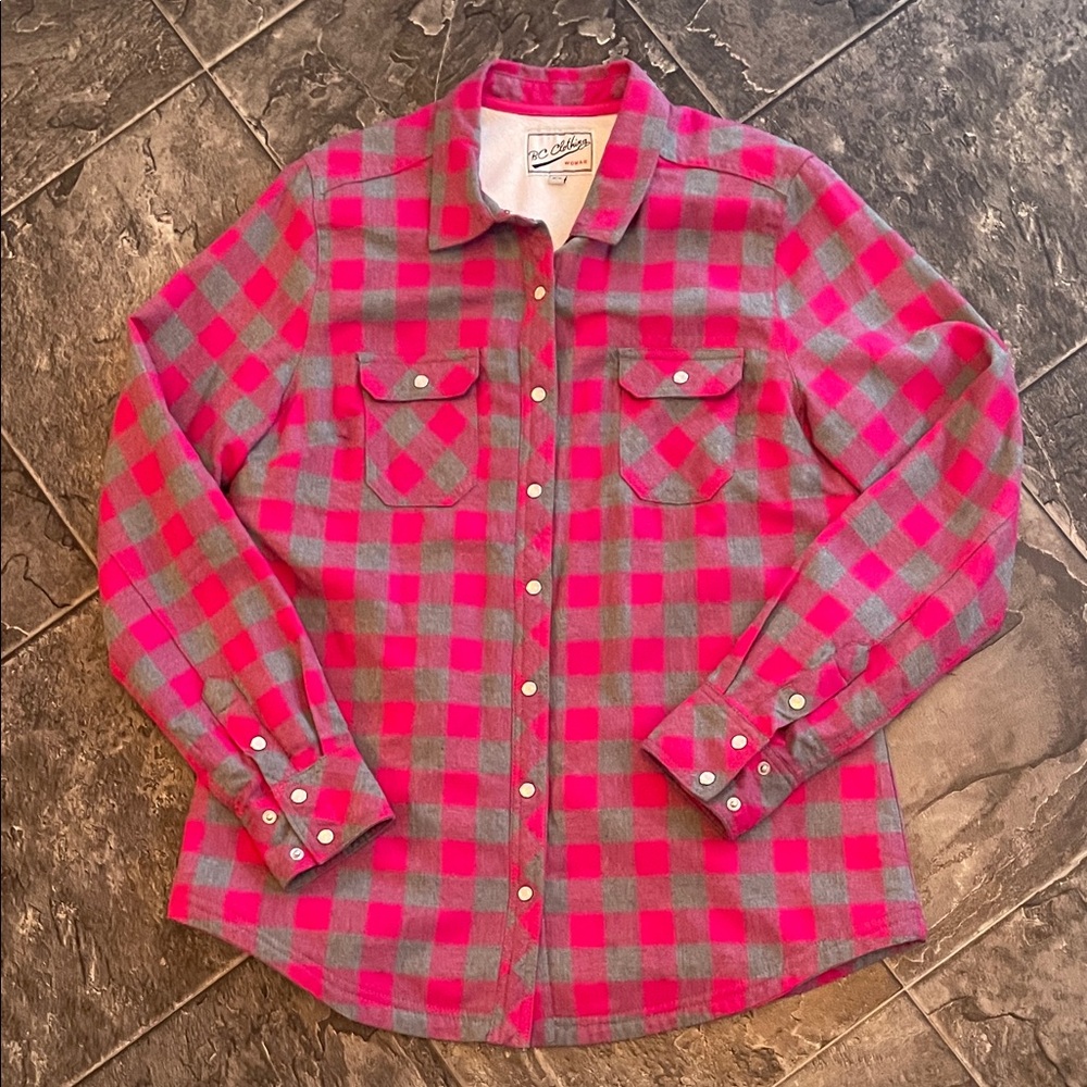 BC CLOTHING Women’s Plaid Fleece Lined Pearl-Snap Shacket Cottagecore Grunge
